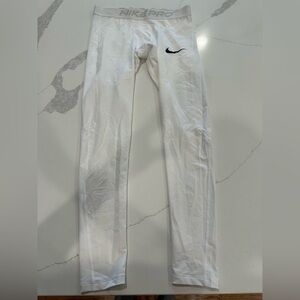 Nike Men's White Tights with Black Logo